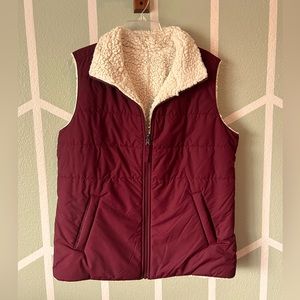 The North Face reversible Maroon and Sherpa vest